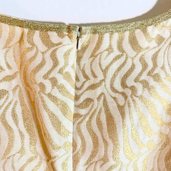 Lilly Pulitzer Milannia Gold Metallic Zebra Jacquard Shift Dress Sz 12 EUC - Picture 7 of 9